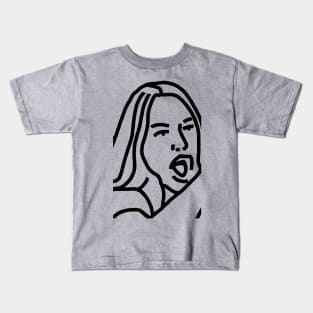 Woman Yelling at Cat Meme Detail Face Line Drawing Kids T-Shirt